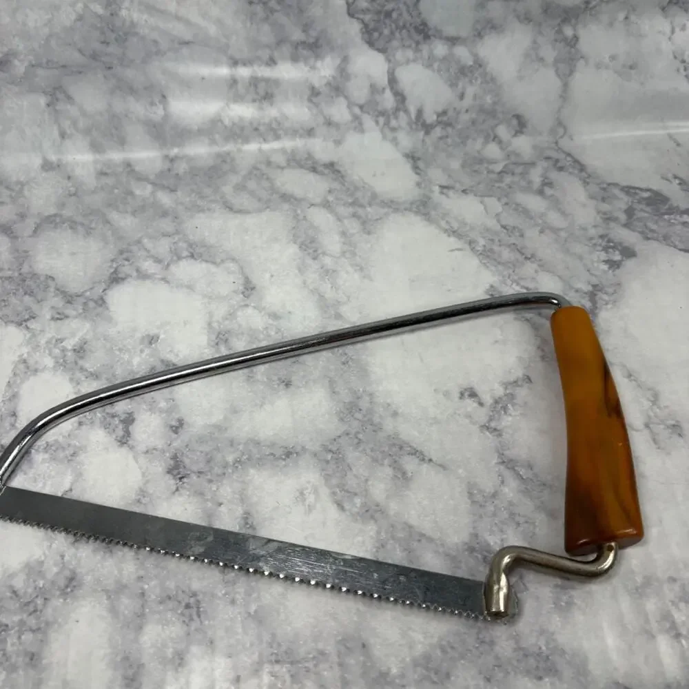 Vtg Retro MCM Bakelite Handle Frozen Food Poultry Meat Bone Kitchen Saw Knife
